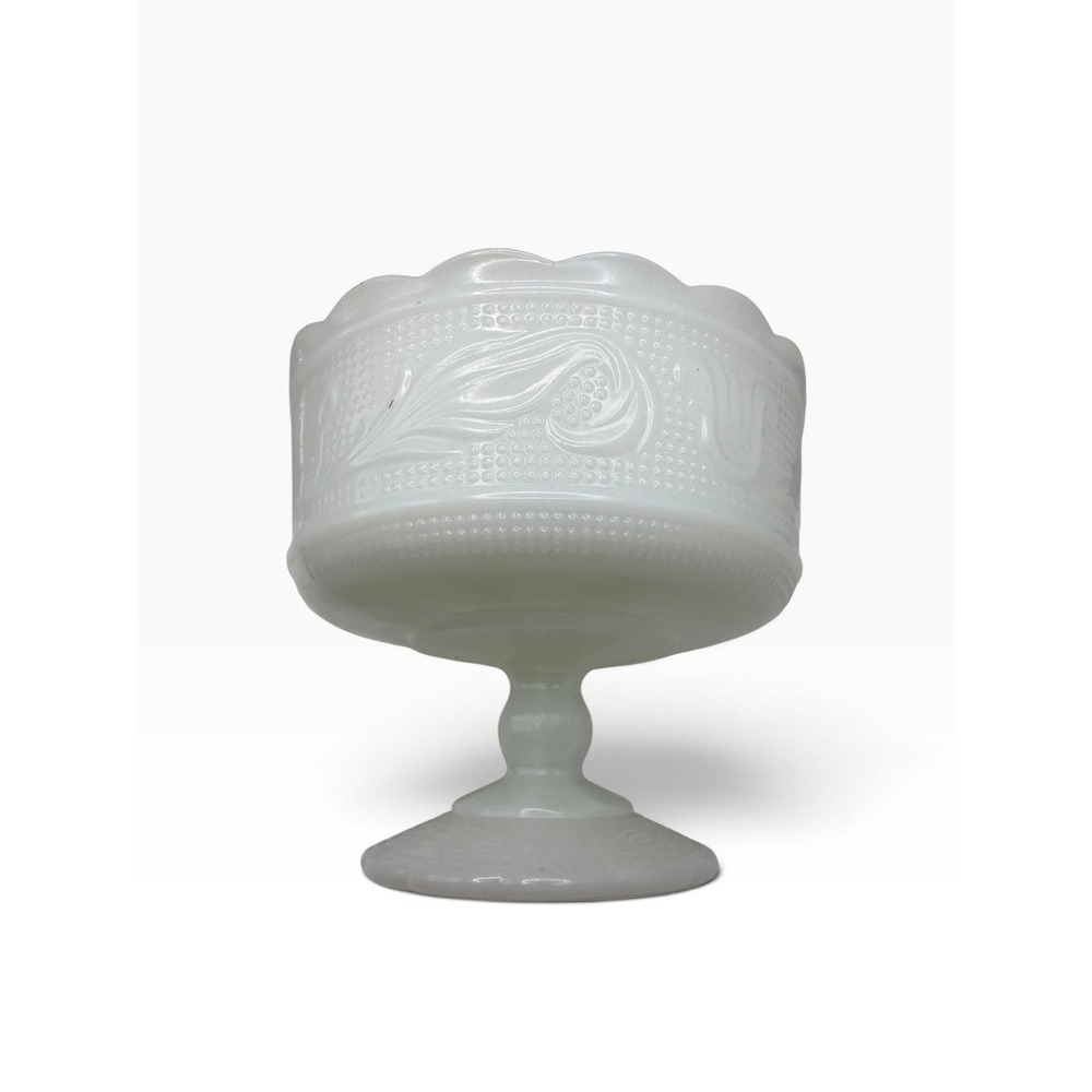 Vintage EO Brody Co Milk Glass Compote Footed Pedestal Bowl M 6000 Cleveland OH